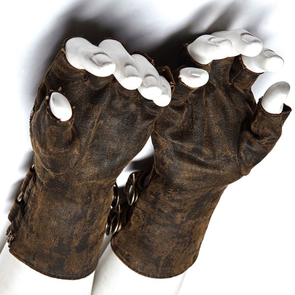 PUNK RAVE Gants Steampunk ‘Mad Max’ Marrons meilleur cadeau 9