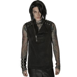 soldes pas cher PUNK RAVE Gilet à Glissière Asymétrique ‘Xanthus’ Noir 19