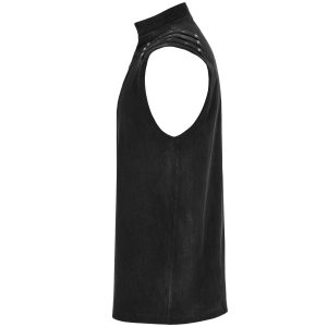 soldes pas cher PUNK RAVE Gilet à Glissière Asymétrique ‘Xanthus’ Noir 37