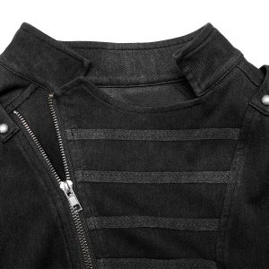 soldes pas cher PUNK RAVE Gilet à Glissière Asymétrique ‘Xanthus’ Noir 39