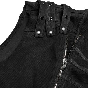 soldes pas cher PUNK RAVE Gilet à Glissière Asymétrique ‘Xanthus’ Noir 43