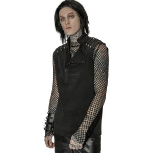 soldes pas cher PUNK RAVE Gilet à Glissière Asymétrique ‘Xanthus’ Noir 23