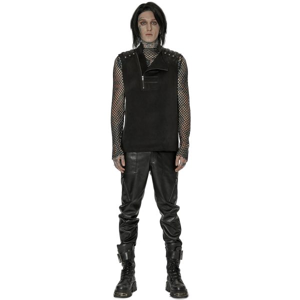 soldes pas cher PUNK RAVE Gilet à Glissière Asymétrique ‘Xanthus’ Noir 6