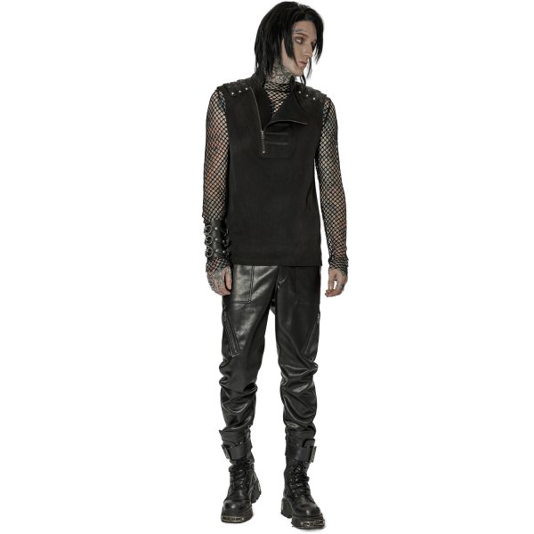 soldes pas cher PUNK RAVE Gilet à Glissière Asymétrique ‘Xanthus’ Noir 9