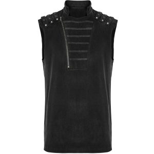 soldes pas cher PUNK RAVE Gilet à Glissière Asymétrique ‘Xanthus’ Noir 33