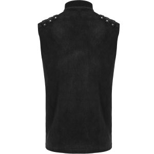 soldes pas cher PUNK RAVE Gilet à Glissière Asymétrique ‘Xanthus’ Noir 35