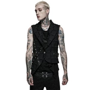 PUNK RAVE Gilet Asymétrique ‘Decadent Grintalon’ Noir dernière tendance 18