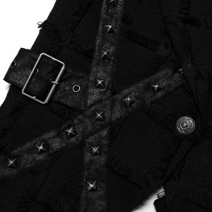 PUNK RAVE Gilet Asymétrique ‘Decadent Grintalon’ Noir dernière tendance 36