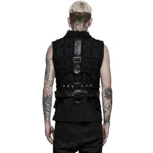 PUNK RAVE Gilet Asymétrique ‘Decadent Grintalon’ Noir dernière tendance 20