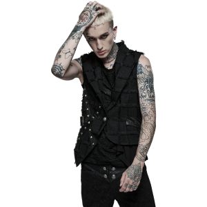 PUNK RAVE Gilet Asymétrique ‘Decadent Grintalon’ Noir dernière tendance 22