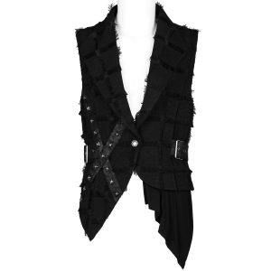 PUNK RAVE Gilet Asymétrique ‘Decadent Grintalon’ Noir dernière tendance 28