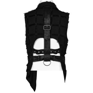 PUNK RAVE Gilet Asymétrique ‘Decadent Grintalon’ Noir dernière tendance 30