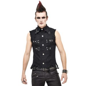 Promotio de vente DEVIL FASHION Gilet ‘Distressed Heavy Metal’ Noir 24