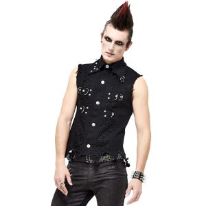 Promotio de vente DEVIL FASHION Gilet ‘Distressed Heavy Metal’ Noir 28