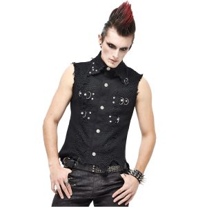 Promotio de vente DEVIL FASHION Gilet ‘Distressed Heavy Metal’ Noir 32