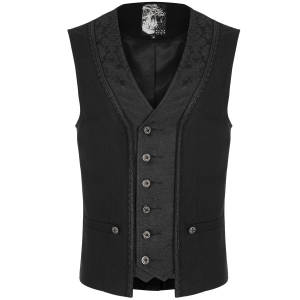 PUNK RAVE Gilet ‘Gothic Patchwork’ Noir achetez pas cher 1