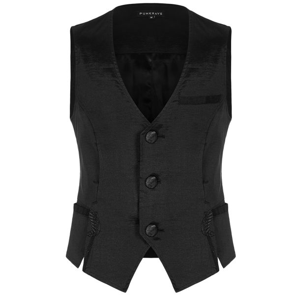 PUNK RAVE Gilet Gothique ‘NightDreamer’ Noir livraison la plus rapide 7