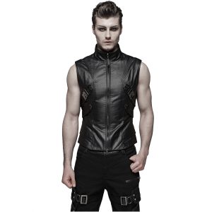 magasins pas chers PUNK RAVE Gilet Gothique ‘Orkus’ Noir 16