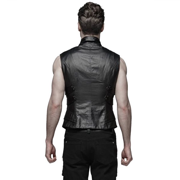 magasins pas chers PUNK RAVE Gilet Gothique ‘Orkus’ Noir 4