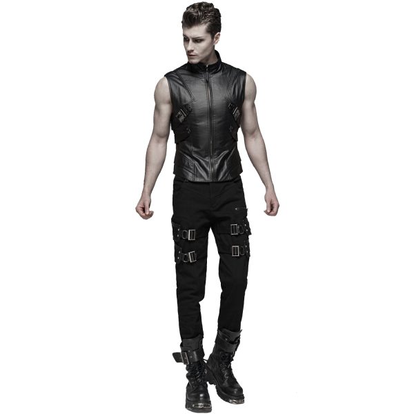 magasins pas chers PUNK RAVE Gilet Gothique ‘Orkus’ Noir 6