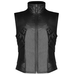 magasins pas chers PUNK RAVE Gilet Gothique ‘Orkus’ Noir 24