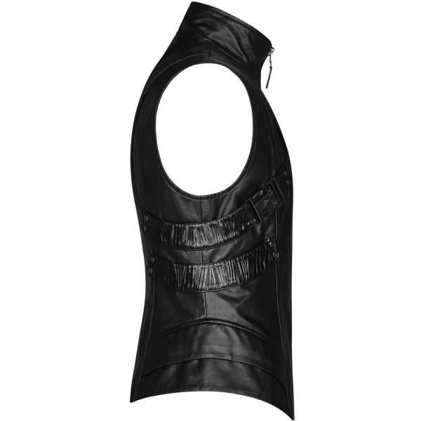 magasins pas chers PUNK RAVE Gilet Gothique ‘Orkus’ Noir 9