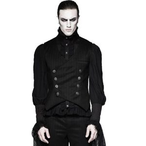 PUNK RAVE Gilet Gothique Victorien ‘Cagliostro’ Noir grossiste en ligne 17