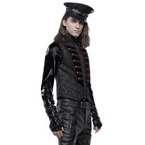 a Prix Discount PUNK RAVE Gilet ‘Silvanus’ En Brocart Noir Et Velours Bordeaux 20