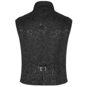 a Prix Discount PUNK RAVE Gilet ‘Silvanus’ En Brocart Noir Et Velours Bordeaux 26