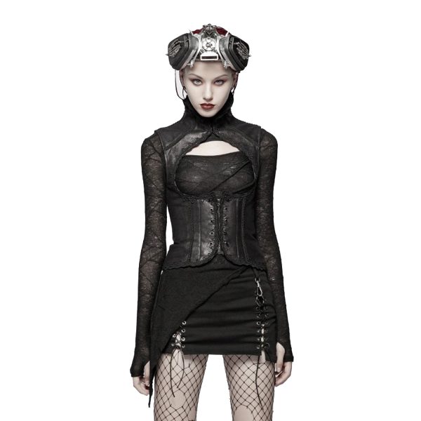 marque pas cher PUNK RAVE Gilet Underbust Steampunk ‘Nereid’ Noir 3