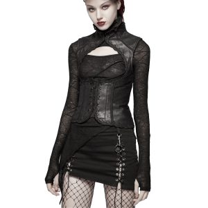 marque pas cher PUNK RAVE Gilet Underbust Steampunk ‘Nereid’ Noir 24