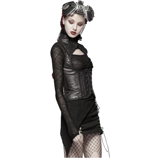 marque pas cher PUNK RAVE Gilet Underbust Steampunk ‘Nereid’ Noir 6