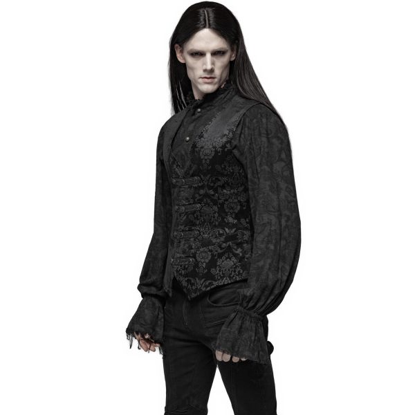 Neuve avec étiquette PUNK RAVE Gilet Victorien ‘Damask Gothic’ En Brocart Noir 4