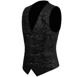 Neuve avec étiquette PUNK RAVE Gilet Victorien ‘Damask Gothic’ En Brocart Noir 34