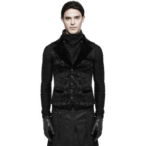 PUNK RAVE Gilet Victorien ‘Gothic Regent’ En Brocart Noir REMISE 15