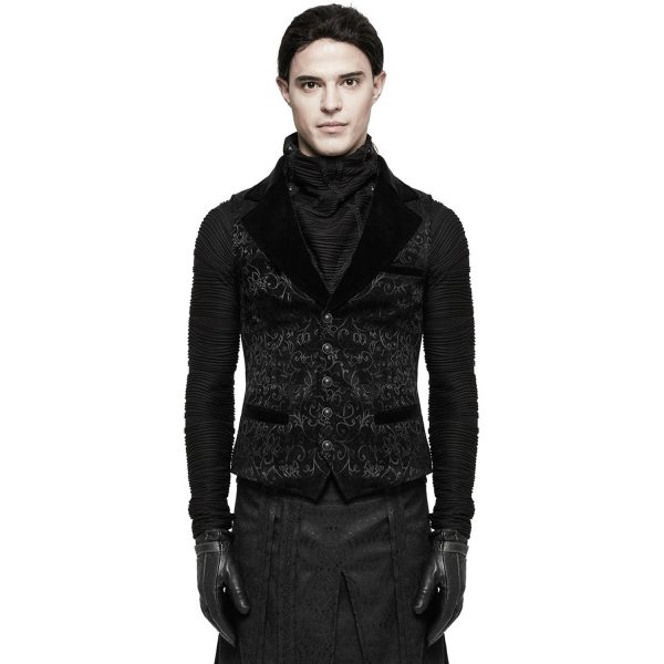 PUNK RAVE Gilet Victorien ‘Gothic Regent’ En Brocart Noir REMISE 3