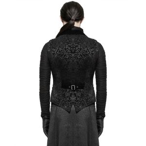 PUNK RAVE Gilet Victorien ‘Gothic Regent’ En Brocart Noir REMISE 17