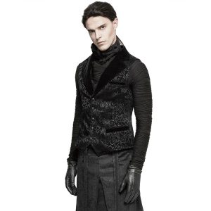 PUNK RAVE Gilet Victorien ‘Gothic Regent’ En Brocart Noir REMISE 19