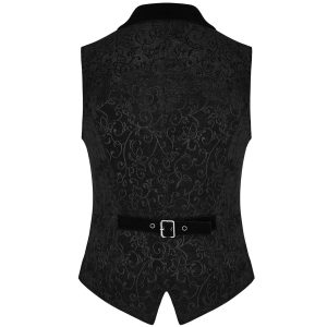 PUNK RAVE Gilet Victorien ‘Gothic Regent’ En Brocart Noir REMISE 23