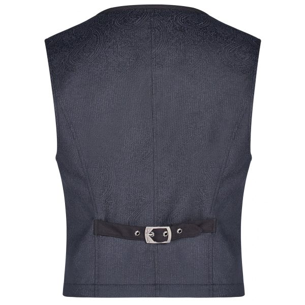 l'unique style PUNK RAVE Gilet Victorien ‘Hyacinthum Tenebris’ En Jacquard Bleu 8