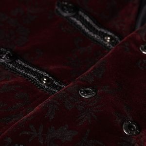 mode tendance PUNK RAVE Gilet Victorien ‘Poison Ivy’ En Brocart Bordeaux 36