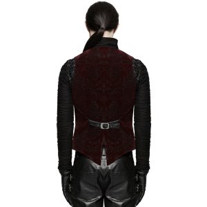 mode tendance PUNK RAVE Gilet Victorien ‘Poison Ivy’ En Brocart Bordeaux 20