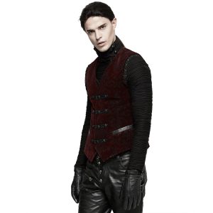 mode tendance PUNK RAVE Gilet Victorien ‘Poison Ivy’ En Brocart Bordeaux 24