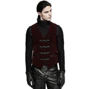 mode tendance PUNK RAVE Gilet Victorien ‘Poison Ivy’ En Brocart Bordeaux 26