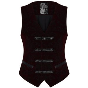 mode tendance PUNK RAVE Gilet Victorien ‘Poison Ivy’ En Brocart Bordeaux 28