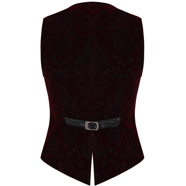 mode tendance PUNK RAVE Gilet Victorien ‘Poison Ivy’ En Brocart Bordeaux 9