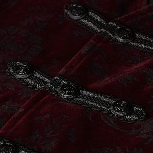 mode tendance PUNK RAVE Gilet Victorien ‘Poison Ivy’ En Brocart Bordeaux 34