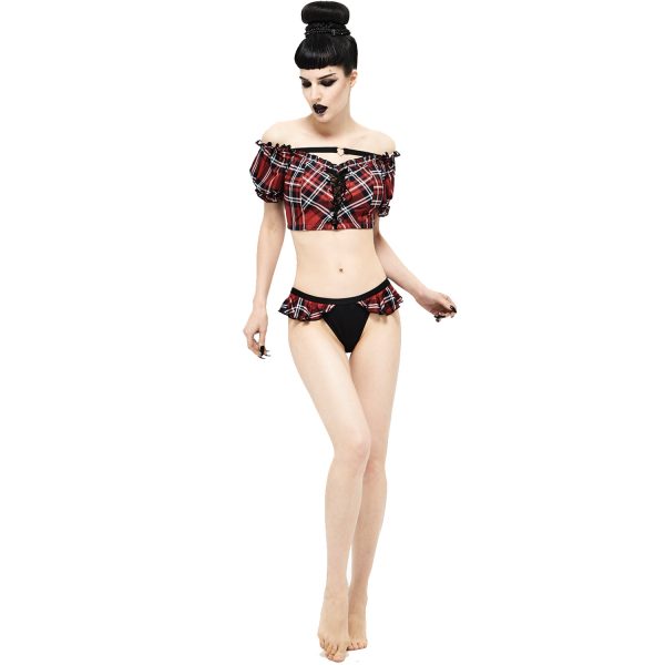 Top ventes DEVIL FASHION Haut De Bikini ‘Scotish’ En Tartan Rouge 12