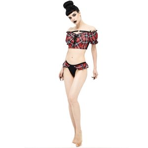 Top ventes DEVIL FASHION Haut De Bikini ‘Scotish’ En Tartan Rouge 38