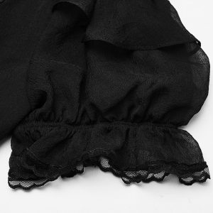 nouvelle saison Pyon Pyon Haut Gothic Lolita ‘Fleur De Lys’ Noir à Manches… 32